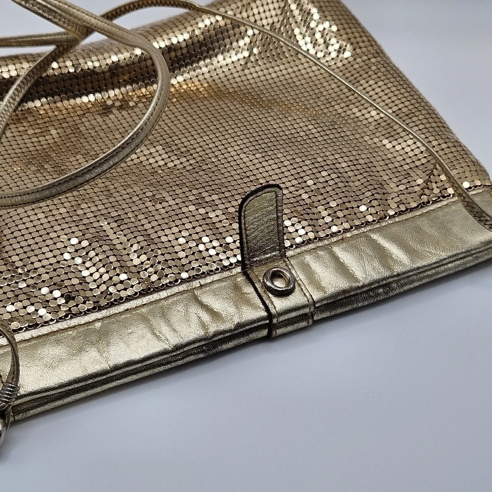 VINTAGE OROTON Gold Metal Mesh Crossbody Shoulder Bag West Germany 1970s - Picture 3 of 7